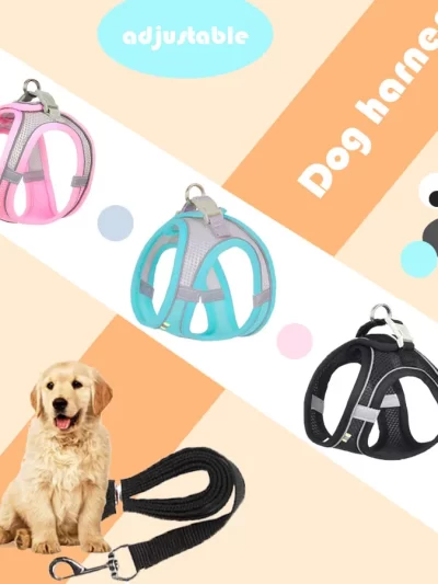 Puppy Harness Set Dog Accessories Adjustable Small Dog Collar Supplies Walking Supplies Soft Breathable