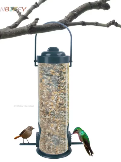 Pet Bird Feeder Outdoor Hanging Pet Food Dispenser Multiple Holes Bird Feeder Automatic Foot Feeding Tool for Flying Animals 1pc
