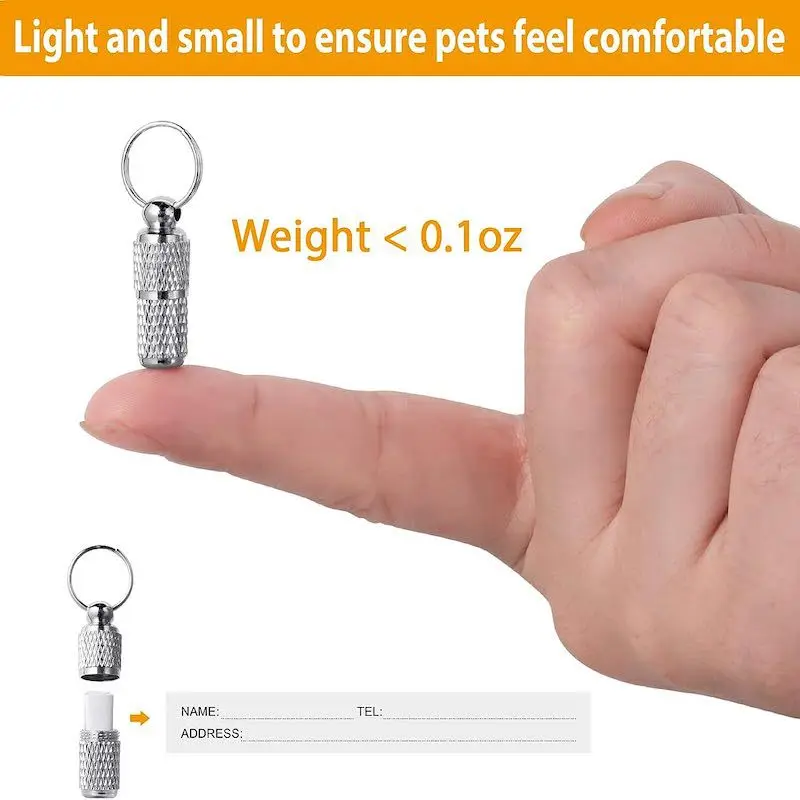 Dog Cat Name Tags Pet Collar ID Tag Keychain Anti-lost Nameplate Pendant Waterproof Capsule/Keyring Necklace Puppy Accessories - Image 5