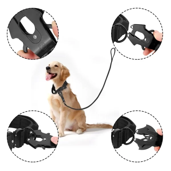 5Ft Nylon Large Dog Leash Tactical Frog Clip Metal Padded Control Handle Durable Military German Shepard Rope Training Supplie - Image 4