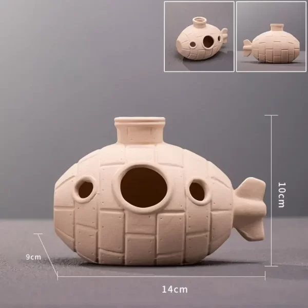 Ceramic Aquarium Decor - Fish Tank Landscape with Breeding Cave, Shrimp Farm Spawning Pot & Flower Pot for Aquatic Display - Image 10