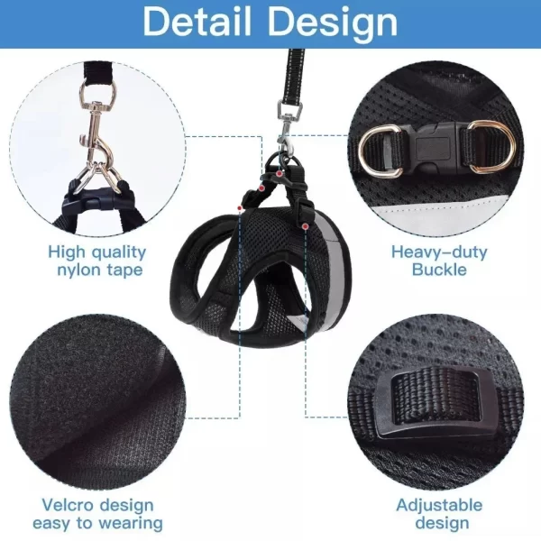 Dog Harness Walking Lead Leash For Small Dogs Collar Polyester Adjustable Mesh Puppy Cat Harness Vest For Medium Pet Accessories - Image 3