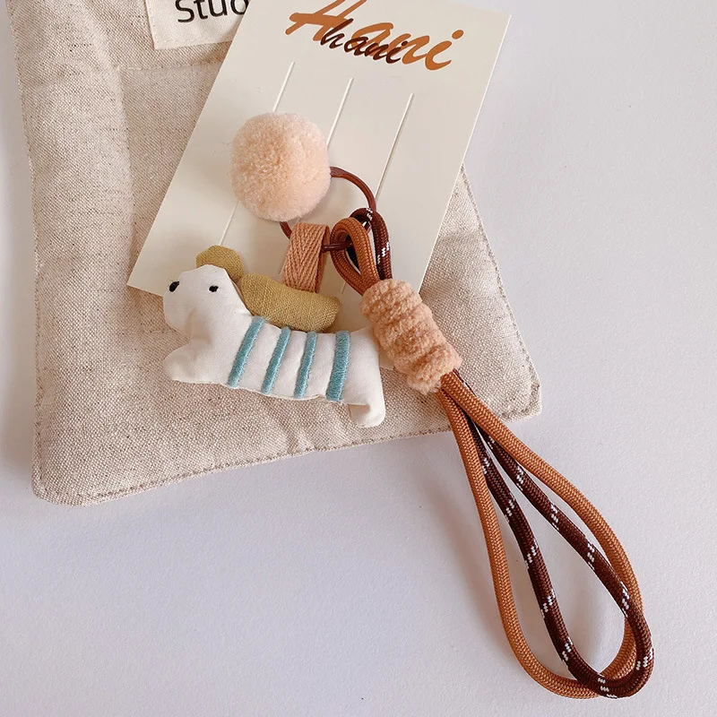 Cute Rabbit Fabric Keychain Handmaking Fabric Animal Doll Keyrings Kawaii Puppy Bag Pendant Keyrings Wholesale Keys Accessories - Image 5