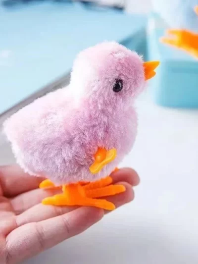Pet Cat Toys Jumping Walking Hopping Cartoon Plush Chicken Clockwork Cat Interative Playing Toy Wind Up Chick Kitten Supplies
