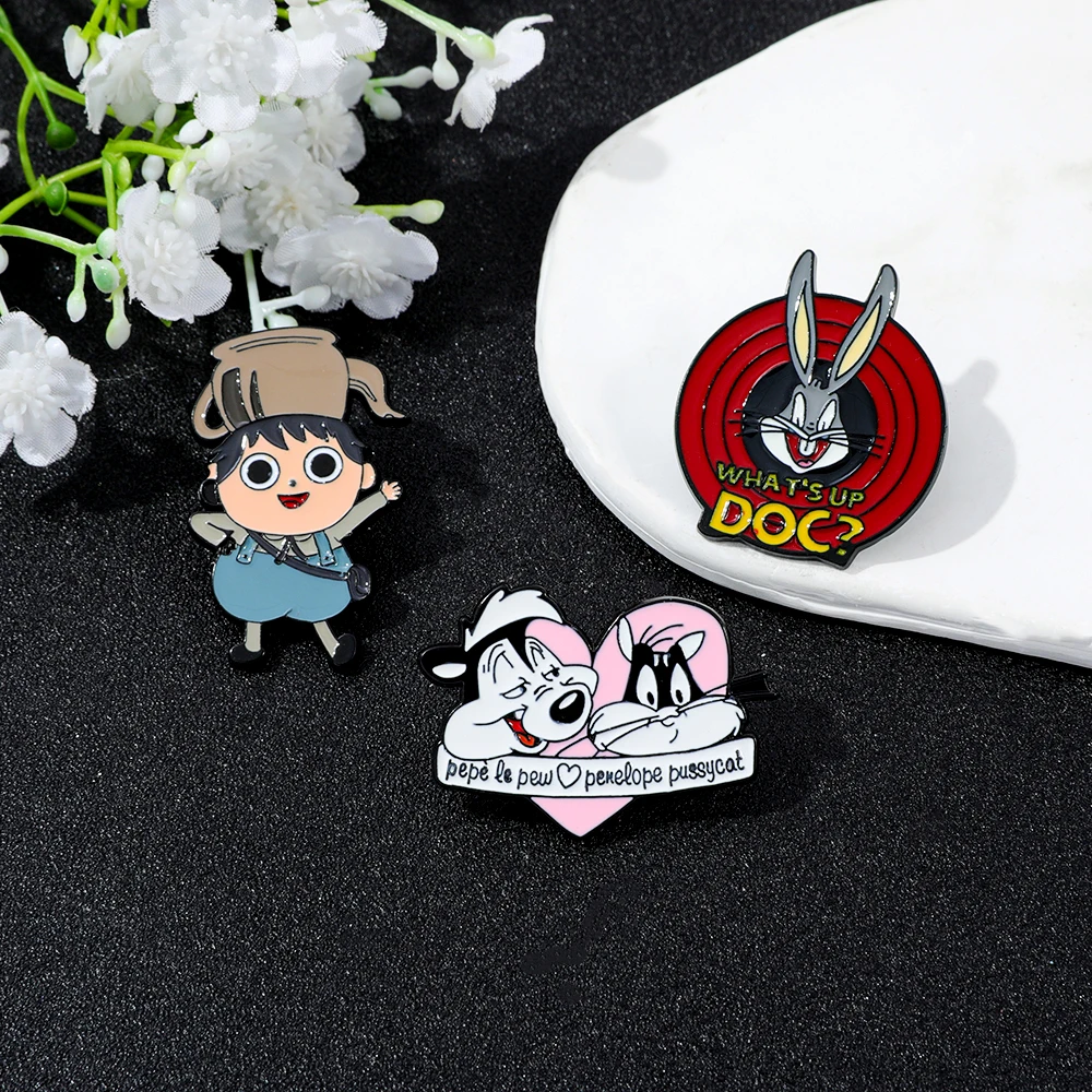 3 Pcs Anime Brooch Rabbit Animal Cartoon Individuality Enamel Pin Backpack Clothing Jewelry Metal Badge Accessories Gift - Image 8