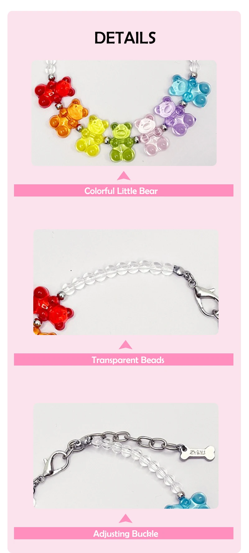 Cute Bear Chain Accessories for Cats Dopamine Colorized Pet Dog Necklace Adjustable Summer Fancy York Chihuahua Dog Neck Wear - Image 9