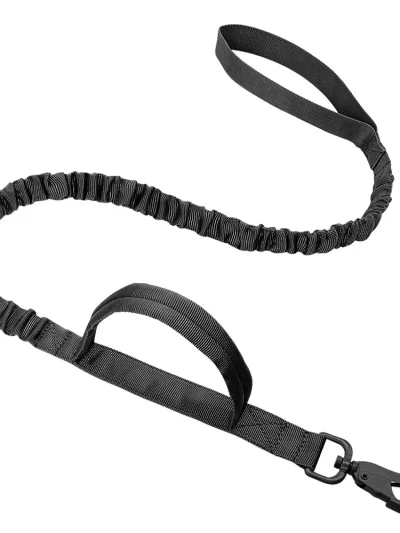 Military Tactical Dog Leash Training Adjustable Quick Release Elastic Leads Rope With 2 Control Handle For Medium And Small Dogs