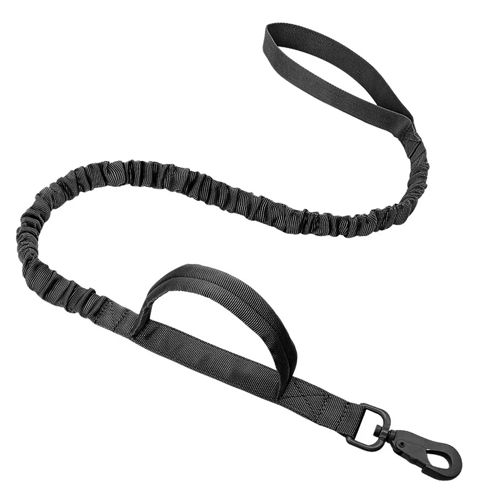 Military Tactical Dog Leash Training Adjustable Quick Release Elastic Leads Rope With 2 Control Handle For Medium And Small Dogs