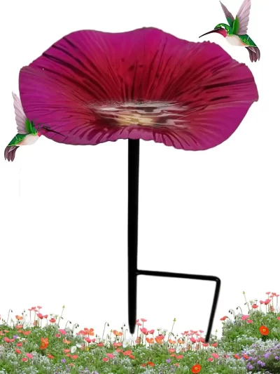 Bird waterer and feeding station Outdoor Bird Bath Pole Water Feeder Flower Shape Decorative Feeding Station Garden Decor