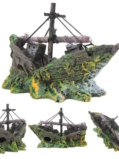 Aquarium Fish Tank Decorations Landscape Pirate Ship Wreck Ship Vintage Resin Design Boat Aquarium Accessories Home Decorations