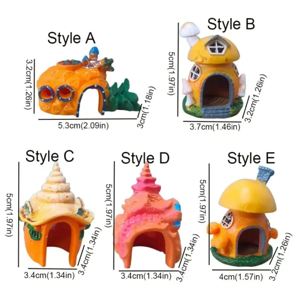 Aquarium Decoratations Fish Tanks Accessories for Fish Shrimp Hiding Shelter Simulation PVC Mini Mushroom Conch House Ornaments - Image 4