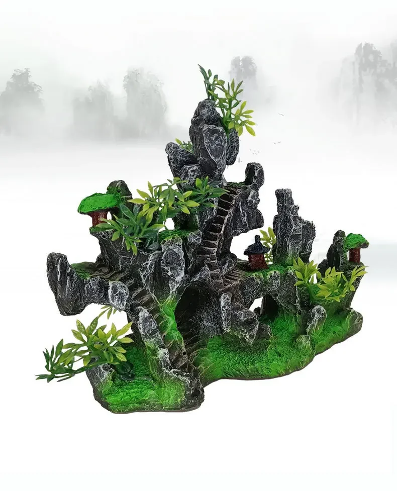 Rockery Aquarium Accessories Fish Tank Decoration Landscaping Resin Ornaments Landscape Rock Hiding Cave Tree Home Decorations - Image 12