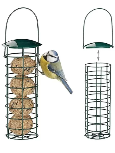 1pc Birds Grease Ball Holder Feeder Park Garden Pet Bird Supplies Iron Bird Feeder Outdoor Mesh Feeding Portable Wild Hanging