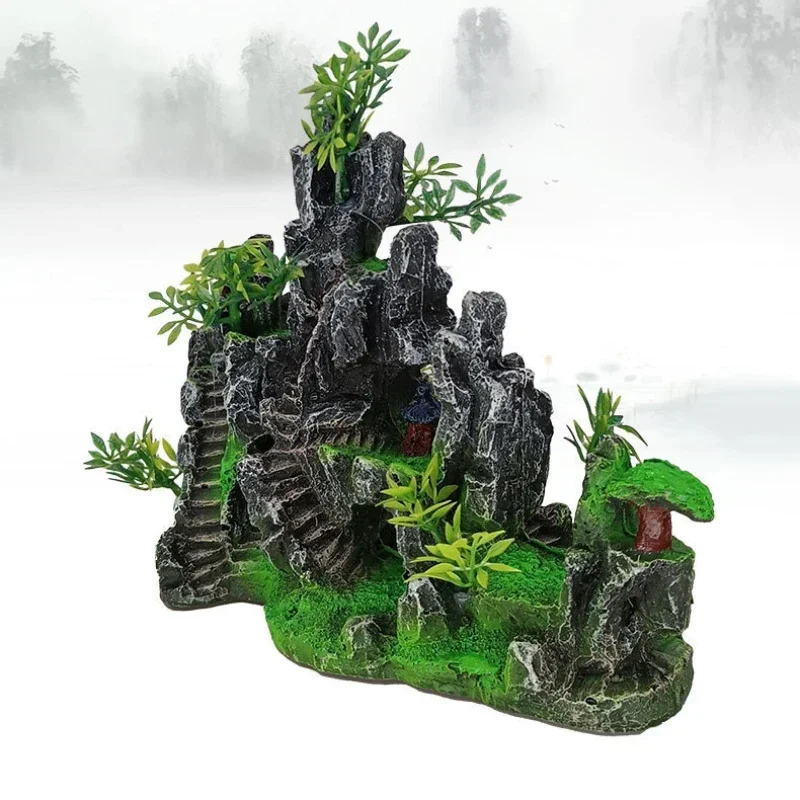 Rockery Aquarium Accessories Fish Tank Decoration Landscaping Resin Ornaments Landscape Rock Hiding Cave Tree Home Decorations - Image 2