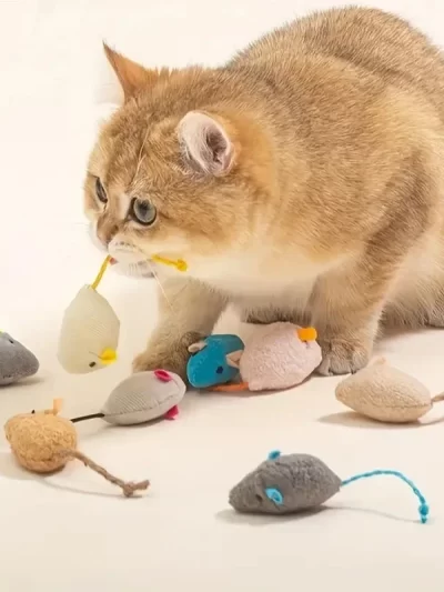 3/7PCS Interactive Plush Rat And Cat Toys With Durable Linen Perfect For Small Breeds Safe For Indoor Play