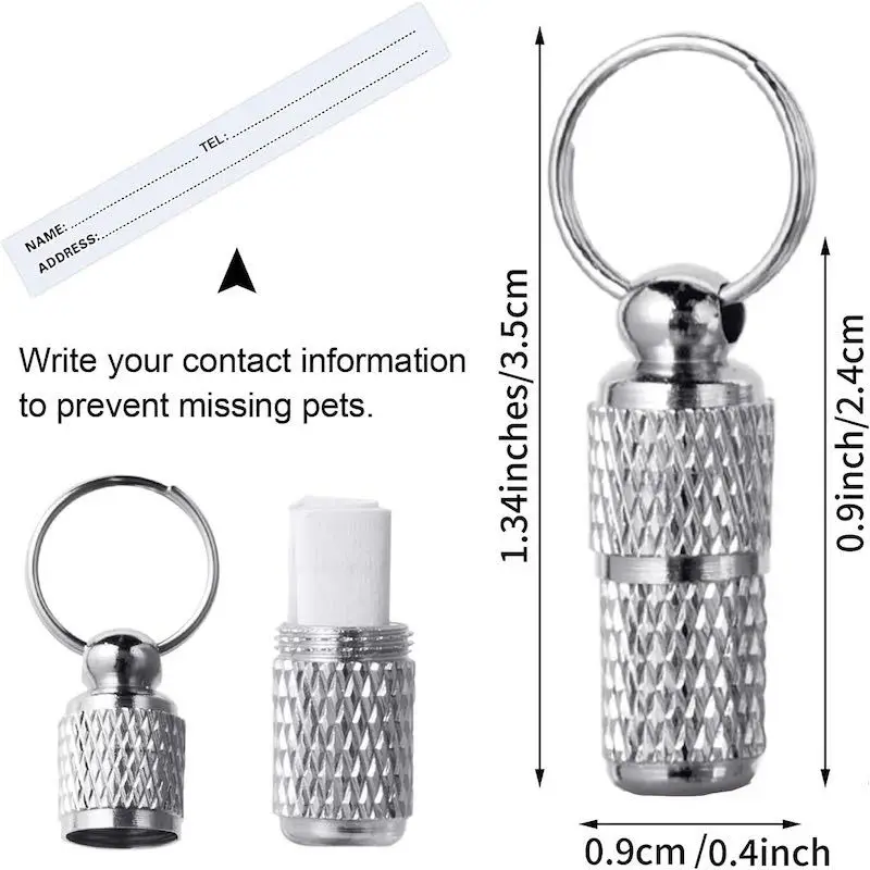 Dog Cat Name Tags Pet Collar ID Tag Keychain Anti-lost Nameplate Pendant Waterproof Capsule/Keyring Necklace Puppy Accessories - Image 2