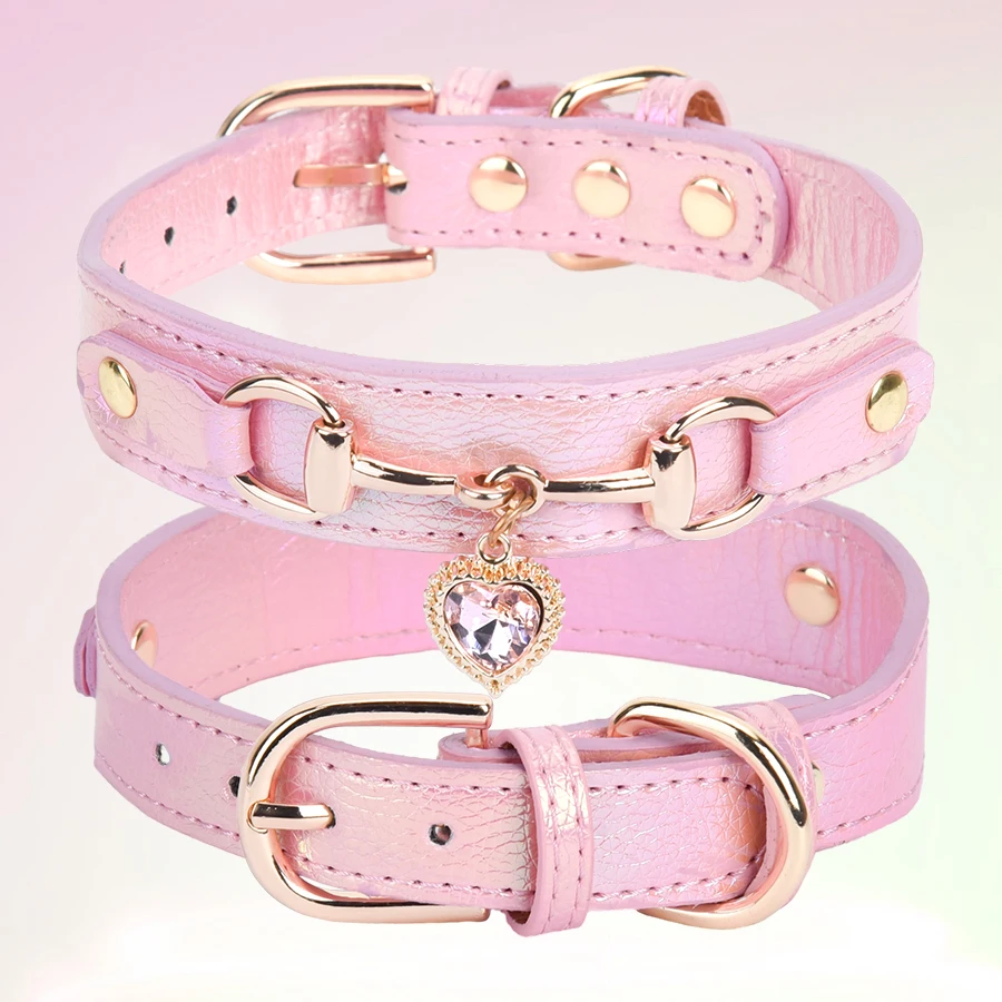 CP567--beautiful PU pet cat&dog collar decorated with sparkling love,adjustable and durable. - Image 7