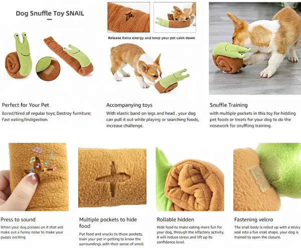 Dog Squeak Toys Pet Sniffing Plush Snails Toys Tibetan Food Molar Puzzle Dog Toys Interactive Dog Puzzle Toy Feeder Pet Supply - Image 22