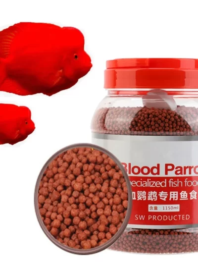500g/Bottle Blood Parrot Fish Food Intense Red Enhancing Fast Coloring Snapper Fish Food Feeding Fish Supplies