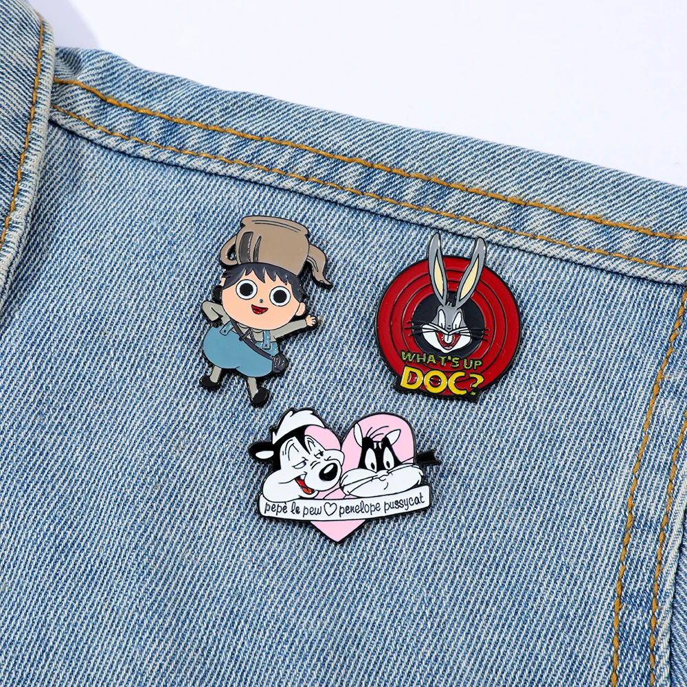 3 Pcs Anime Brooch Rabbit Animal Cartoon Individuality Enamel Pin Backpack Clothing Jewelry Metal Badge Accessories Gift - Image 4