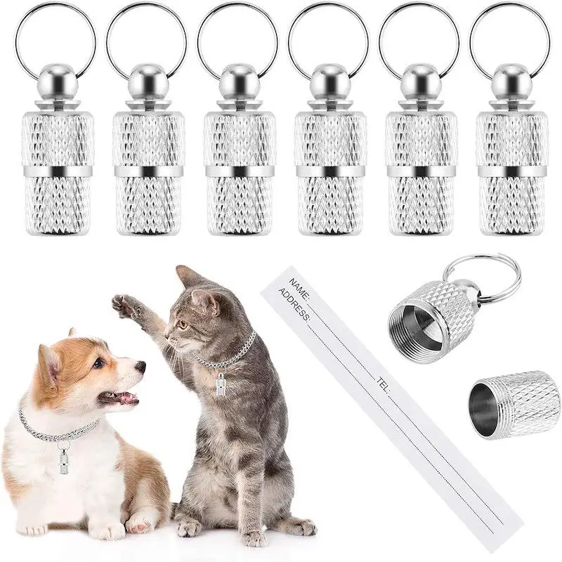 Dog Cat Name Tags Pet Collar ID Tag Keychain Anti-lost Nameplate Pendant Waterproof Capsule/Keyring Necklace Puppy Accessories - Image 4