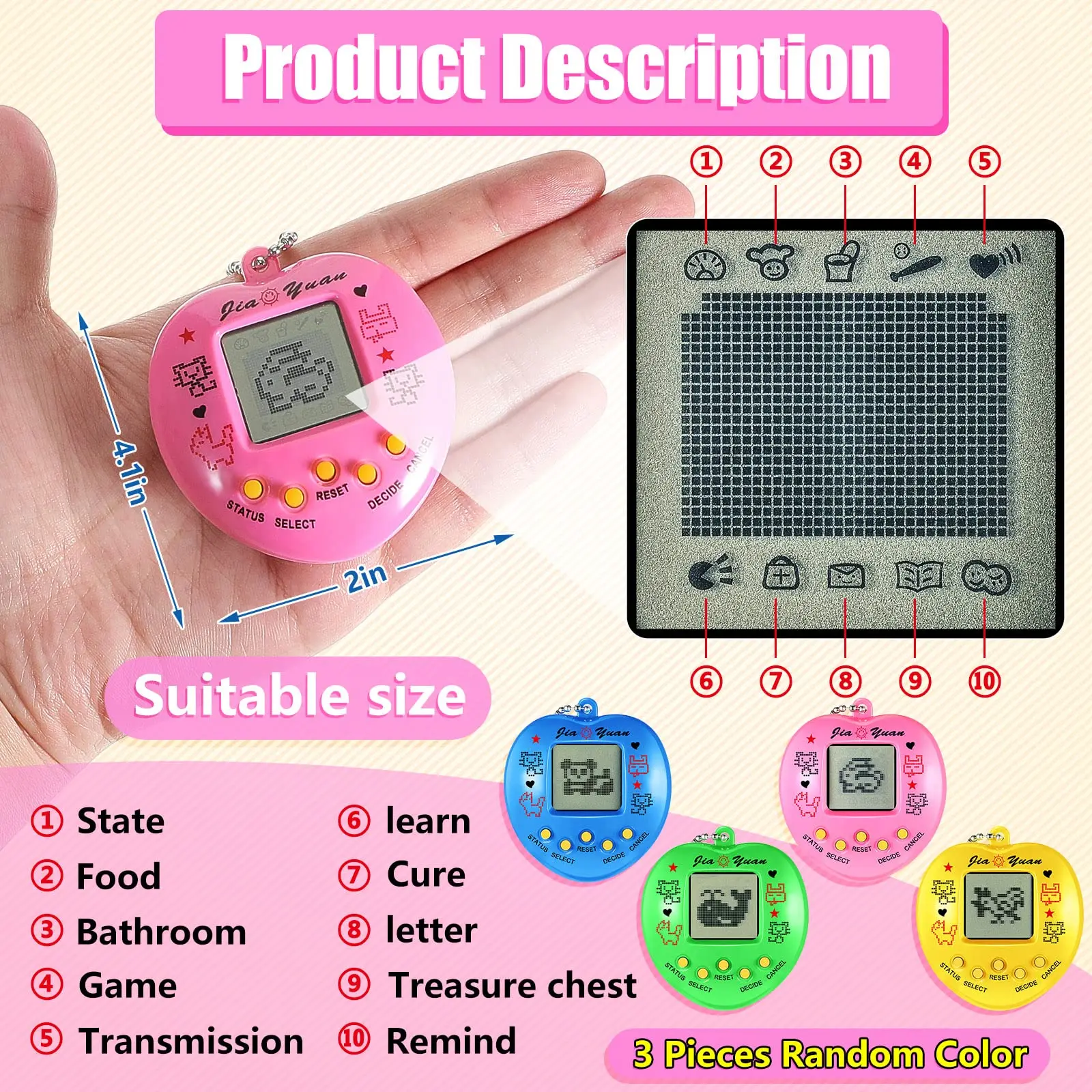Electronic Pets Game Tamagotchi Nostalgic Toy in Russian Original German Spanish Polish Virtual Digital Pet Toys For Kids Pixel - Image 2
