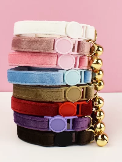 Velvet Cat Collar with Bowknot Adjustable Pet Safety Choking Prevention Comfortable Stylish for Cats