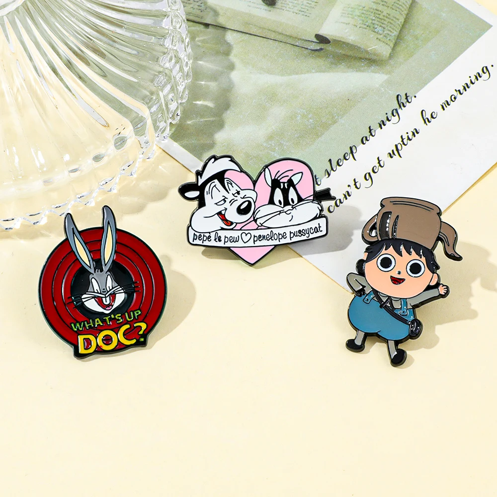 3 Pcs Anime Brooch Rabbit Animal Cartoon Individuality Enamel Pin Backpack Clothing Jewelry Metal Badge Accessories Gift - Image 6