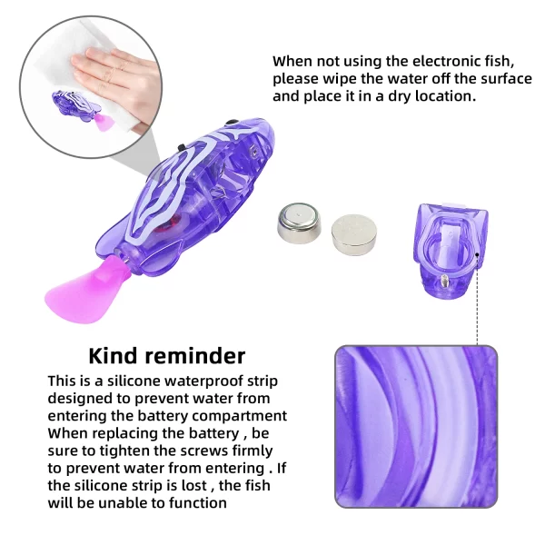 Interactive Robot Fish Toys for Cat/Dog,Activated Swimming in Water with LED Light,Swimming Bath Plastic Fish Toy Gift - Image 3