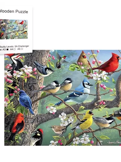 Bird Flock Wooden Jigsaw Puzzle Art, Unique Animal Shaped Pieces, DIY Leisure Game Fun Toy Gift Suitable Family Friends