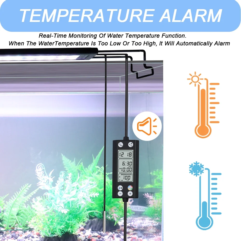 30-60cm Aquarium 24/7 Full Spectrum Lighting LED Light With Thermometer And Memory Function Fish Tank Plant Lamp IP68 100V-240V - Image 3