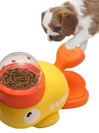 Pet Automatic Feeder Toys Dog Puzzle Feeder Interactive Pet Food Treat Dispenser Cartoon Duck Design Anti-slip for Dog Training