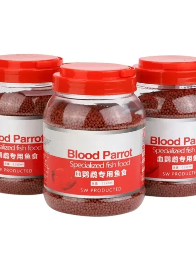 Blood Parrot Fish Food Float on Water Intense Red Enhancing Fast Coloring Snapper Fish Food for Tropical Feed 500g/bottle