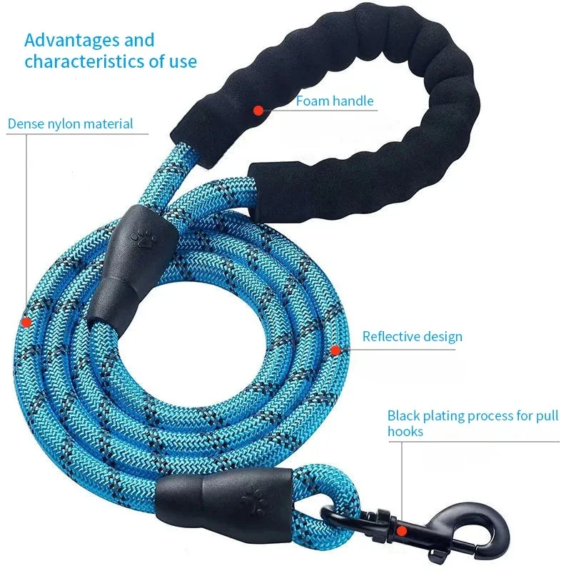 150Cm Strong Dog Leash Pet Leashes Reflective Leash For Big Small Medium Large Dog Leash Drag Pull Tow Golden Retriever - Image 2