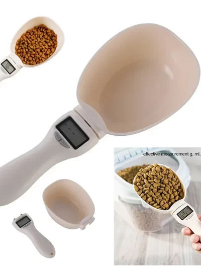 Pet Food Scale LCD Electronic Precision Weighing Tool Dog Cat Feeding Food Measuring Spoon Digital Display Kitchen Scale