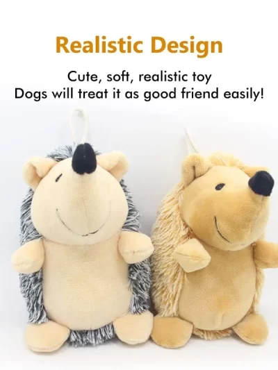 Dog Squeaky Toys Hedgehog Stuffed Plush Dog Chew Toys Durable Interactive Dog Toys for Small Medium and Large Dogs