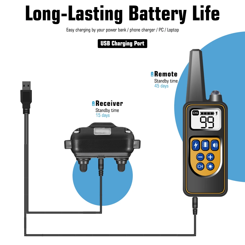 Dog Collar for 3 Dogs, Waterproof Rechargeable Dog Training Collar with Remote for Small, Medium and Large Dogs,IP67 Wat - Image 7