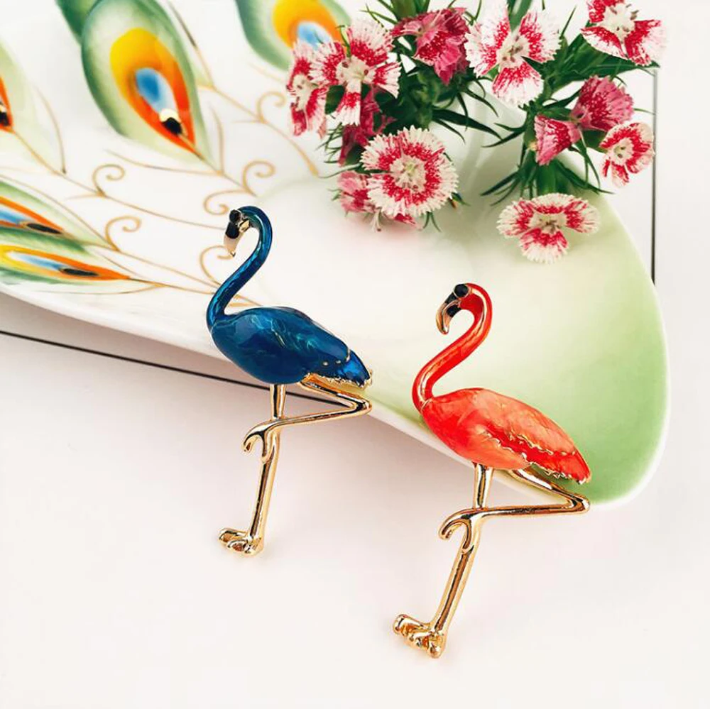 Cute Enamel Flamingo Brooches Unisex Women and Men Brooch Pin Bird Animal Broches Fashion Dress Coat Accessories - Image 2