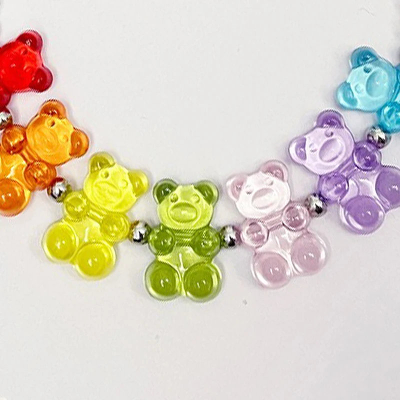 Cute Bear Chain Accessories for Cats Dopamine Colorized Pet Dog Necklace Adjustable Summer Fancy York Chihuahua Dog Neck Wear - Image 5