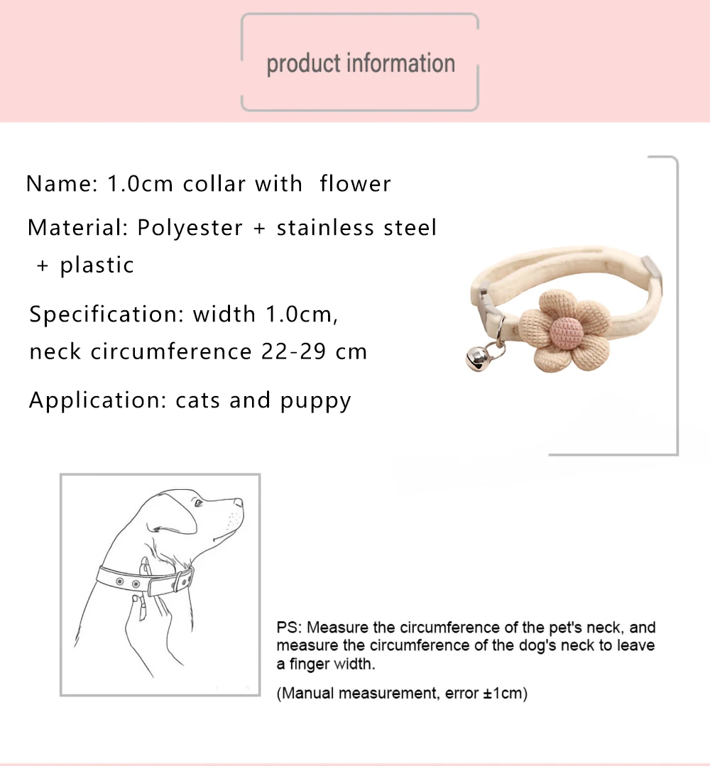 1Pc Cat Collar with Cute Flower Adjustable Buckle Cat Collar Bell Collar Cat Small Pet Supplies Kitten Collar Small Dog Acce - Image 11