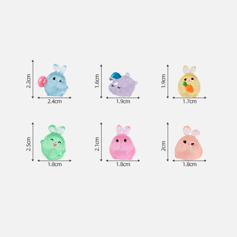 6PCS Luminous Rabbits Resin Fairy Garden Accessories Glow At Night Miniatures Rabbit Desk Decoration Kawaii Home Decor DIY - Image 6