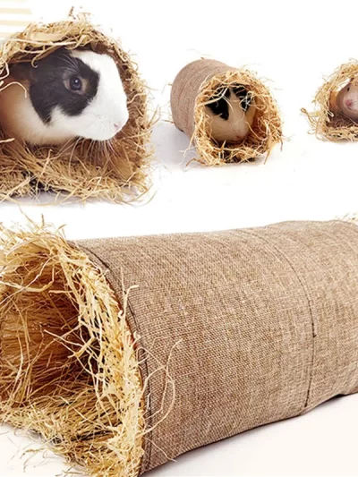 Rabbit Hideaway Toy Grass Straw Bunny Toy Tunnel Hamster Accessories for Guineapig Chinchilla Ferret Rats Rodent Animal Pet Cage