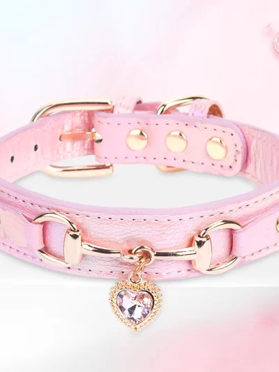CP567--beautiful PU pet cat&dog collar decorated with sparkling love,adjustable and durable.