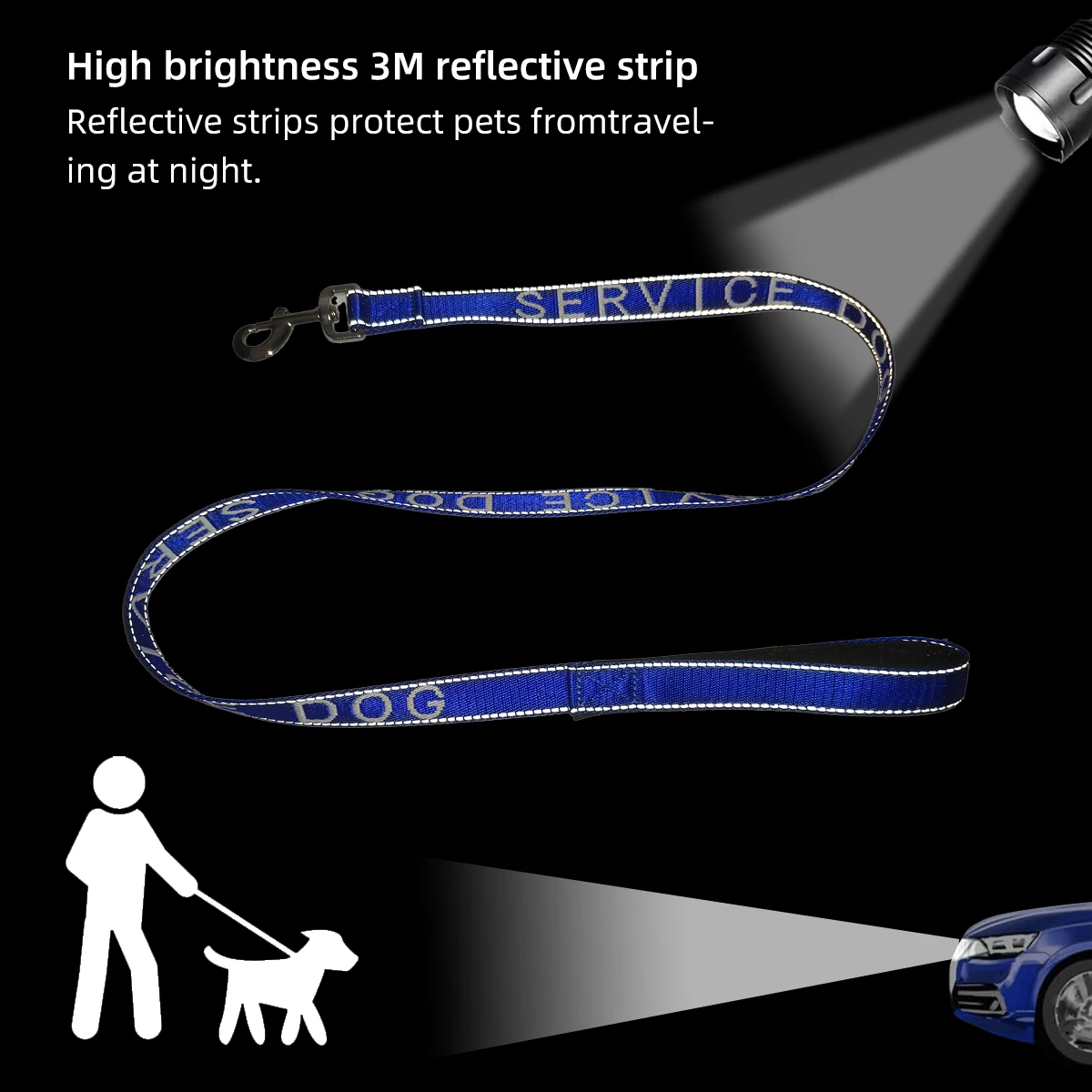 Small Pet Dogs and Cat Leashes Solid color Service Dog & Emotional Support Jacquard Leash Reflection Strong Pet Walking Training - Image 6