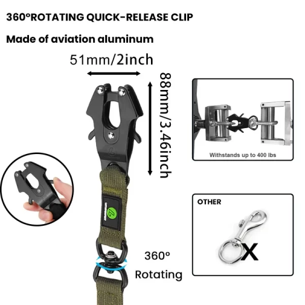 5Ft Nylon Large Dog Leash Tactical Frog Clip Metal Padded Control Handle Durable Military German Shepard Rope Training Supplie - Image 5