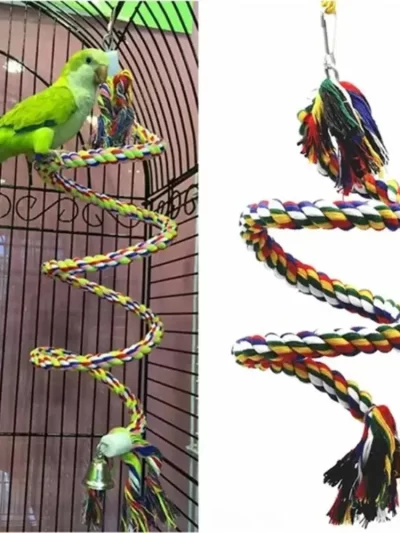 Parrot Toy Wicker Rope Hanging Braided Budgie Chew Bird Cage Cockatiel Toy Pet Stand Training Accessories Bite Swing Supplies