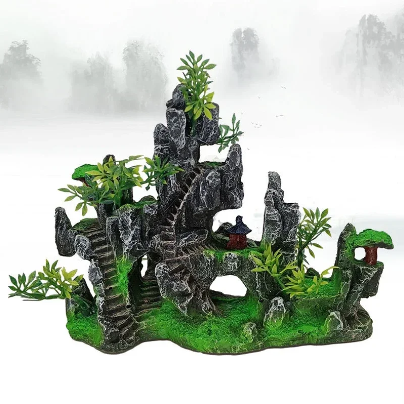 Rockery Aquarium Accessories Fish Tank Decoration Landscaping Resin Ornaments Landscape Rock Hiding Cave Tree Home Decorations - Image 3