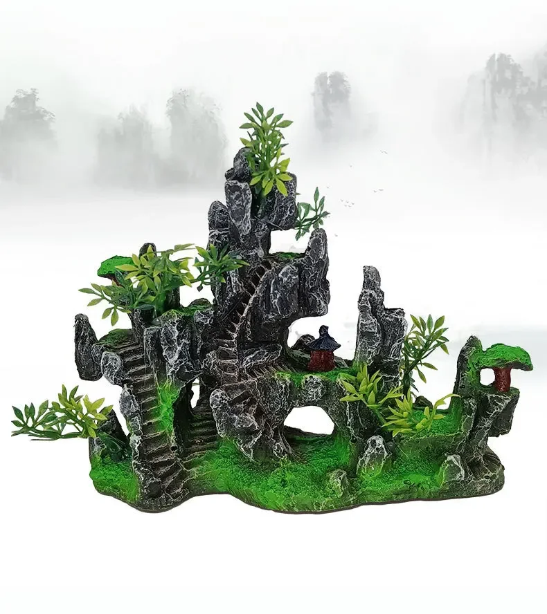 Rockery Aquarium Accessories Fish Tank Decoration Landscaping Resin Ornaments Landscape Rock Hiding Cave Tree Home Decorations - Image 11