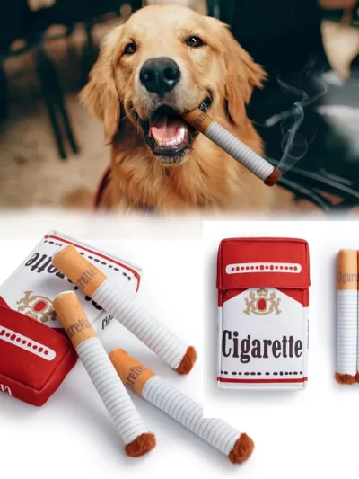 Funny Interactive Plush Dog Toys Creative Cigarette Interactive Giggles Dog Toys Funny Plush Chewing Toy Cigaret Box Pet Gifts