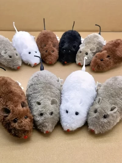 1/5pcs Fun and Interactive Plush Wind-Up Mouse Toy for Cats Dogs and Kids Mechanical Moving Animal Toy for Playtime and Pranks